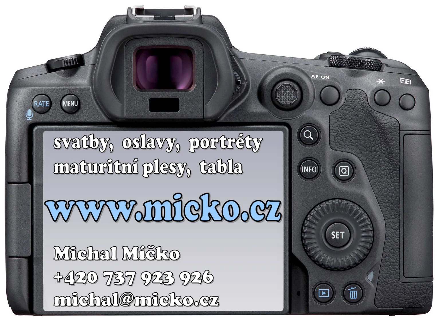 Kontaktní vizitka fotografa Michala Míčka