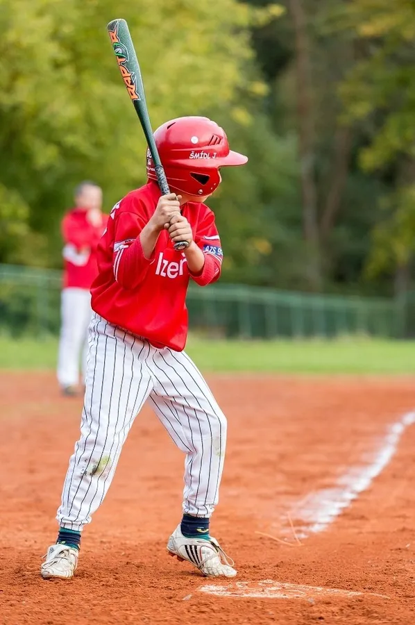Baseballový hráč během útočné hry